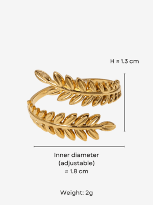 HAUTEHAUS-LAWAOR [Laurel Wreath Adjustable Open Ring, Gold with measurements]